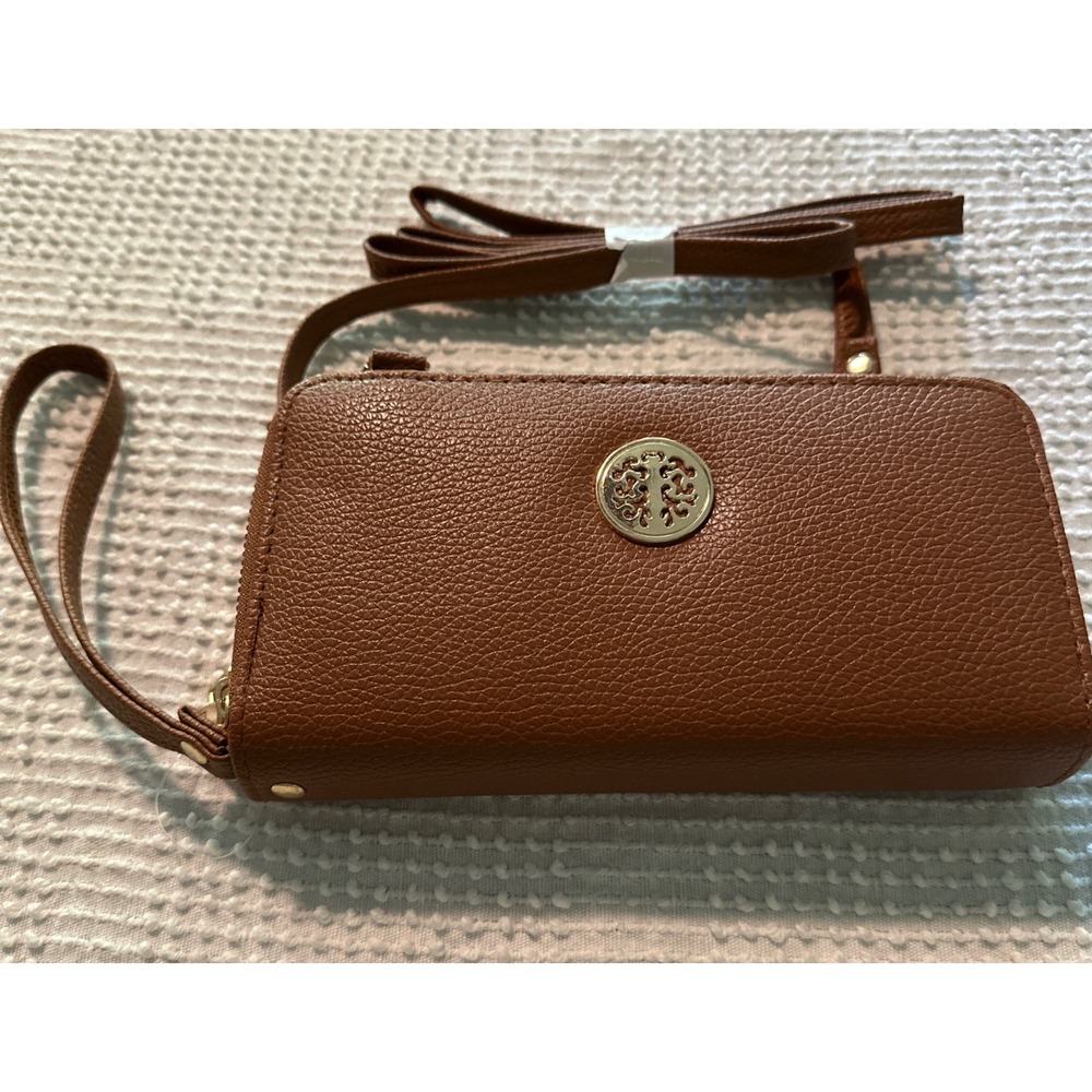 Purse Crossbody Wristlet Stylish Soft Brown Faux Leather Brand New B9